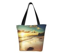 AABSTBFM Beach Sunset Tranquil Printed Large Tote Bag For Women Ladies Girls - Versatile Shoulder Bag, Shopper Handbag, And Beach Bag