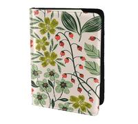 AABSTBFM Beautiful Flowers Printed Passport Holder 5.5 in, Leather Travel Passport Cover Card Case Wallet for Women Men