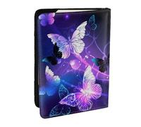 AABSTBFM Beautiful Glowing Butterfly Printed Passport Holder 6.5 in, Leather Travel Passport Cover Card Case Wallet for Women Men