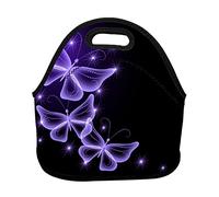 AABSTBFM Beautiful Purple Butterfly Printed Neoprene Lunch Bag Insulated/Fresh/Cooler Lunch Boxes Lunch Tote Bag for Men and Women