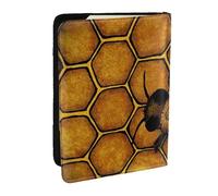 AABSTBFM Bee Honeybee Printed Passport Holder 6.5 in, Leather Travel Passport Cover Card Case Wallet for Women Men