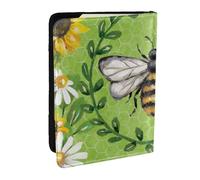 AABSTBFM bee & Sunflowers Printed Passport Holder 6.5 in, Leather Travel Passport Cover Card Case Wallet for Women Men