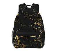 AABSTBFM Black And Gold Background School Backpack Lightweight College Rucksack Causal Travel School Bags With Zipper School Daypack For Girls Boys