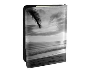 AABSTBFM Black and White Beach Prints Passport Holder 6.5 in, PU Leather Travel Passport Cover Card Case Wallet for Women Men