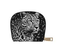 AABSTBFM Black and White Leopard Printed Card Holder Wallet, Pu Leather Card Case Organizer Bag for Men Women