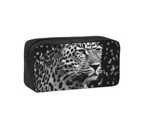 AABSTBFM Black and White Leopard Printed Large Capacity Pencil Case, Simple Oxford Pen Pouch Organizer, Lightweight Stationery Storage Bag for School Office Travel, Gift for Teens Adults