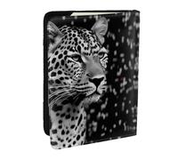 AABSTBFM Black and White Leopard Prints Passport Holder 6.5 in, PU Leather Travel Passport Cover Card Case Wallet for Women Men