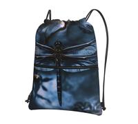 AABSTBFM Black Dragonfly Printed Outdoor Drawstring Backpack Lightweight String Backpack Bags for Sports, Gym, Travel, Shopping, School