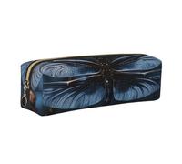 AABSTBFM Black Dragonfly Printed Square Pencil Case Cute Leather Gold Zipper Pen Pencil Pouch Bag for School, Office, and Travel