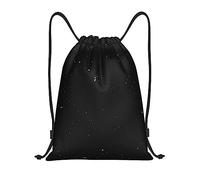 AABSTBFM Black Glitter Lightweight Drawstring Backpack | S - String Backpack Bags For Gym, Travel, Shopping, School, And More