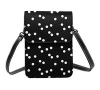 AABSTBFM Black White Polka Dots Crossbody Phone Bag For Women Girls Wallet Handbags Pu Leather Cell Phone Bag Purse