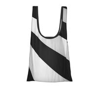 AABSTBFM Black White Stripe Printed Foldable Shopping Bag- Reusable Waterproof Grocery Bag Large Tote Bag Shopper Handbag Beach Bag