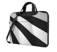 AABSTBFM Black White Stripe Printed Laptop Bag Case 15.6 inch Laptop Sleeve Bag - Modern Laptop Shoulder Bag Computer Bag for Business Travel School Office