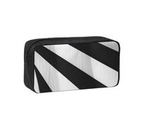 AABSTBFM Black White Stripe Printed Large Capacity Pencil Case, Simple Oxford Pen Pouch Organizer, Lightweight Stationery Storage Bag for School Office Travel, Gift for Teens Adults