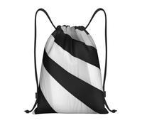 AABSTBFM Black White Stripe Printed Lightweight Drawstring Backpack | M - String Backpack Bags For Gym, Travel, Shopping, School