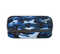 AABSTBFM Blue Camo Printed Pencil Case Cute High Capacity Pen Pencil Pouch Bag with Zipper - Versatile and Durable for School, Office, and Travel