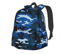 AABSTBFM Blue Camo School Backpack Large Capacity College Laptop Backpack Lightweight School Bags Casual Travel Daypack For Girls Boys