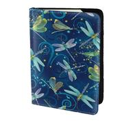 AABSTBFM Blue Dragonfly Printed Passport Holder 5.5 in, Leather Travel Passport Cover Card Case Wallet for Women Men