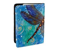 AABSTBFM Blue Dragonfly Printed Passport Holder 6.5 in, Leather Travel Passport Cover Card Case Wallet for Women Men