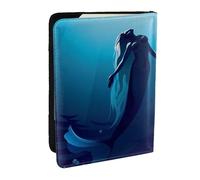 AABSTBFM Blue Mermaid Printed Passport Holder 6.5 in, Leather Travel Passport Cover Card Case Wallet for Women Men