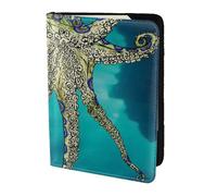 AABSTBFM Blue Ringed Octopus Printed Passport Holder 5.5 in, Leather Travel Passport Cover Card Case Wallet for Women Men