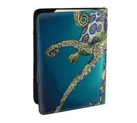 AABSTBFM Blue Ringed Octopus Printed Passport Holder 6.5 in, Leather Travel Passport Cover Card Case Wallet for Women Men