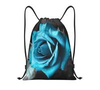 AABSTBFM Blue Rose Printed Lightweight Drawstring Backpack | S - String Backpack Bags For Gym, Travel, Shopping, School