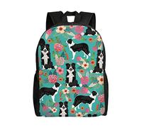 AABSTBFM Border Collie Florals Lightweight School Backpack Classic College Rucksack School Bags 15 Inch Laptop School Daypack For Girls Boys