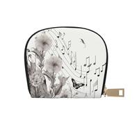 AABSTBFM Botanical Flying Music Notes Printed Card Holder Wallet, Pu Leather Card Case Organizer Bag for Men Women