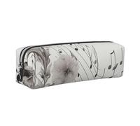 AABSTBFM Botanical Flying Music Notes Printed Square Pencil Case Cute Leather Silver Zipper Pen Pencil Pouch Bag for School, Office, and Travel