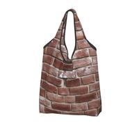 AABSTBFM Brick Red Stone Printed Foldable Shopping Bag 1 PCS, Reusable Waterproof Grocery Bag Large Tote Bag, Shopper Handbag, And Beach Bag