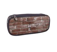 AABSTBFM Brick Red Stone Printed Leather Pencil Case - Multi-Purpose Pen Bag and Makeup Pouch for School, Office, and Travel