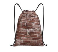 AABSTBFM Brick Red Stone Printed Lightweight Drawstring Backpack | M - String Backpack Bags For Gym, Travel, Shopping, School