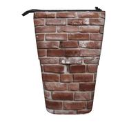 AABSTBFM Brick Red Stone Printed Pencil Case - Telescopic Standing Pen Bag and Makeup Pouch for School, Office, Travel