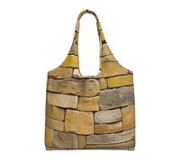 AABSTBFM Brick Yellow Stone Wall Printed Womens Tote Bags Shopping Bags, Reusable Canvas Shoulder Grocery Bags Shopper Handbag Toy Bag for Work School Travel Beach