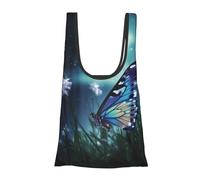 AABSTBFM butterfly in the night Printed Foldable Shopping Bag- Reusable Waterproof Grocery Bag Large Tote Bag Shopper Handbag Beach Bag