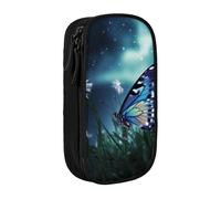 AABSTBFM Butterfly in the Night Printed Pencil Case Large Capacity Compartment Pencil Pen Pouch Bag with Zipper for School Office Travel, Black