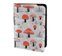AABSTBFM Cartoon Mushrooms Printed Passport Holder 5.5 in, Leather Travel Passport Cover Card Case Wallet for Women Men