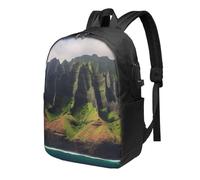 AABSTBFM Coast Kauai Mountain Cliff Printed Travel Backpack 17 inch Laptop Bag School Bags for Men Women College School, With Usb Charging Port