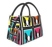 AABSTBFM Colorful French Bulldog Printed Insulated Lunch Bag for Men Women Cool Lunch Boxes Foldable Lunch Tote Bag