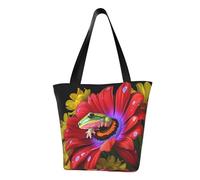 AABSTBFM Colorful Spring Frog Flower Printed Large Tote Bag For Women Ladies Girls - Versatile Shoulder Bag, Shopper Handbag, And Beach Bag