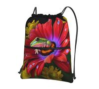 AABSTBFM Colorful Spring Frog Flower Printed Outdoor Drawstring Backpack Lightweight String Backpack Bags for Sports, Gym, Travel, Shopping, School