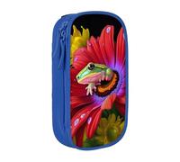 AABSTBFM Colorful Spring Frog Flower Printed Pencil Case Large Capacity Compartment Pencil Pen Pouch Bag with Zipper for School Office Travel, Blue