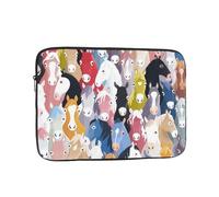 Colourful Cartoon Horses Printed Laptop Sleeve For 15 Inch Laptop, Shockproof Oxford Fabric Laptop Protective Case Laptop Bag