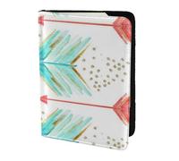 AABSTBFM Coral and Teal Arrows Printed Passport Holder 5.5 in, Leather Travel Passport Cover Card Case Wallet for Women Men