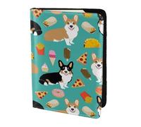 AABSTBFM Cute Corgi Printed Passport Holder 5.5 in, Leather Travel Passport Cover Card Case Wallet for Women Men
