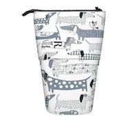 AABSTBFM Cute Dachshund Dog Expandable Vertical Pencil Case - Multi-Purpose Pen Bag and Makeup Pouch for School, Office, and Travel