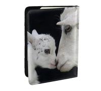 AABSTBFM Cute Goat Mother Printed Passport Holder 6.5 in, Leather Travel Passport Cover Card Case Wallet for Women Men