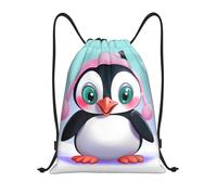 AABSTBFM Cute Penguin Printed Lightweight Drawstring Backpack | S - String Backpack Bags For Gym, Travel, Shopping, School