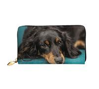 AABSTBFM Dachshund Dog Printed Leather Wallet for Women Men Zipper Purse Clutch Bag Long Wallet Card Holder